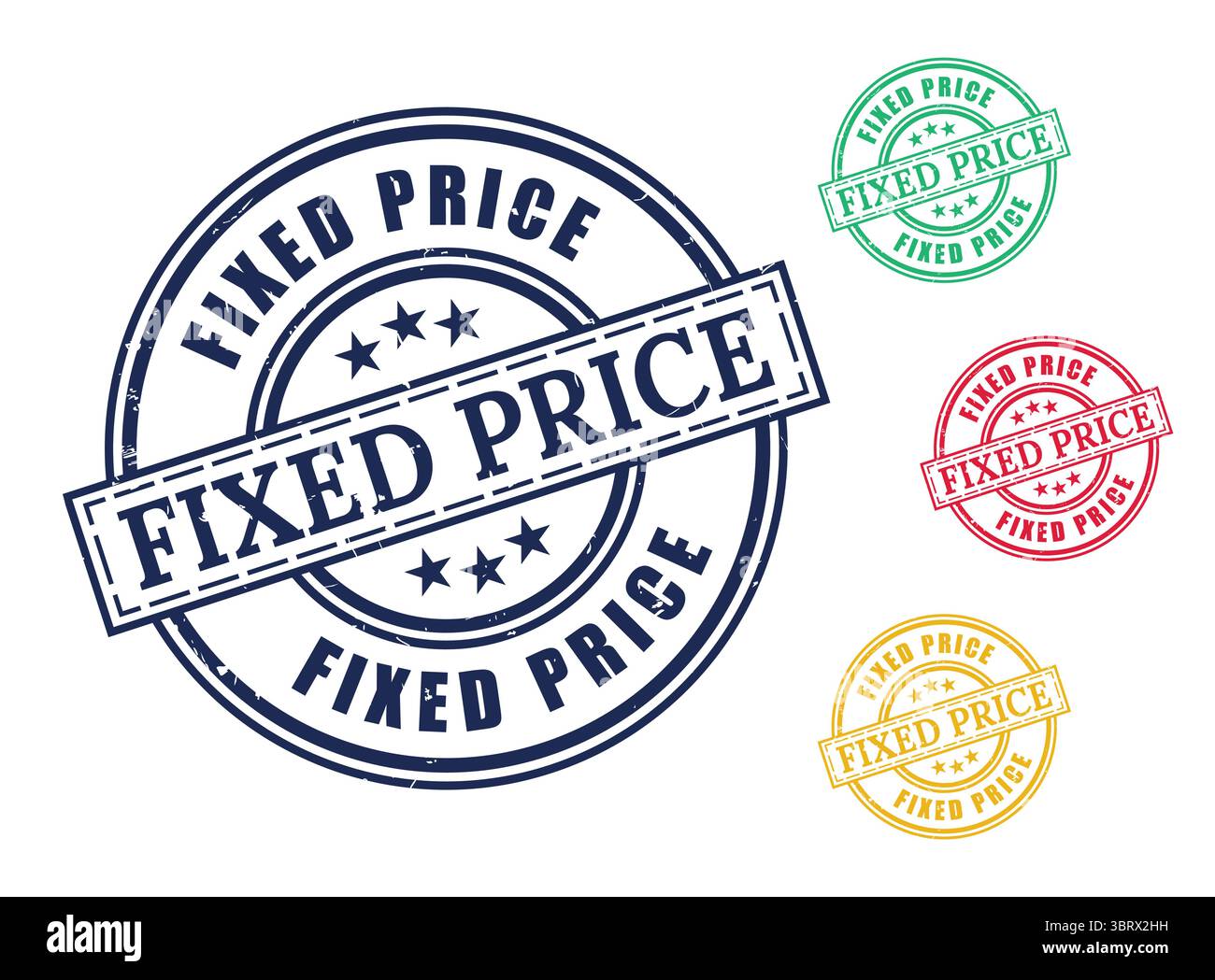 A Locked Price Grunge Stamp Bundle, Fixed Rate Vector Label Collection Stock Vector