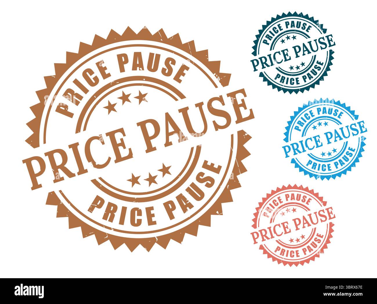A Price Hold Grunge Stamp Bundle, Frozen Rate Vector Label Collection Stock Vector