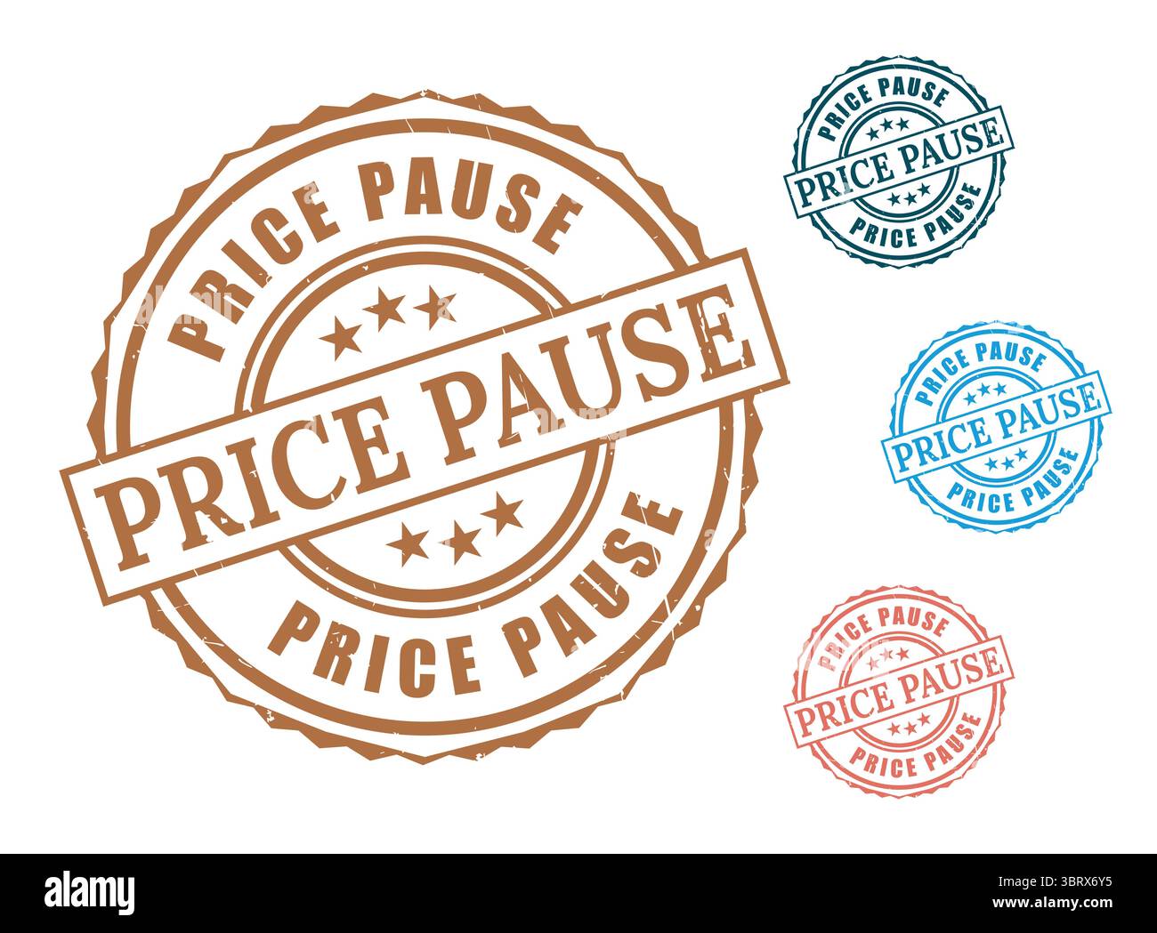 A Temporary Price Halt Stamp Collection, Grunge Rubber Vector Labels Stock Vector