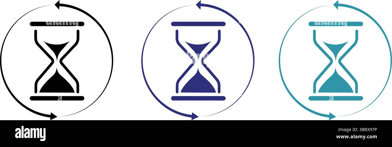 Timer and Progress Symbol Collection, Vector Hourglass Icons. Stock Vector