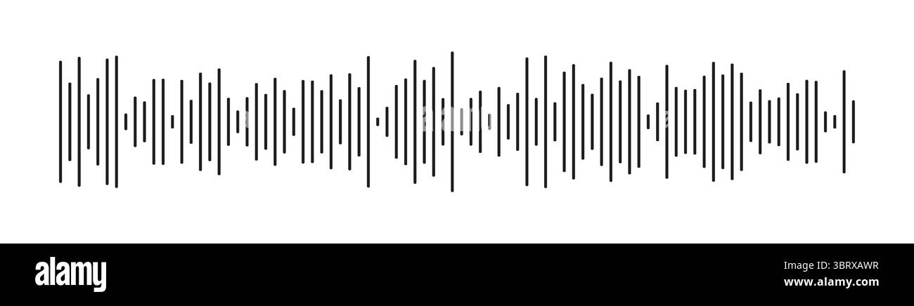 Voice message template. Equalizer symbol. Audio chat speech sound wave icon. Minimalist element for mobile messenger, podcast online radio interface Stock Vector
