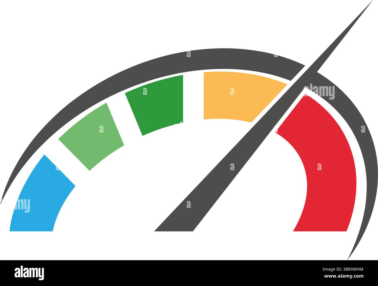 Colorful speed gauge indicator showing medium performance level Stock Vector