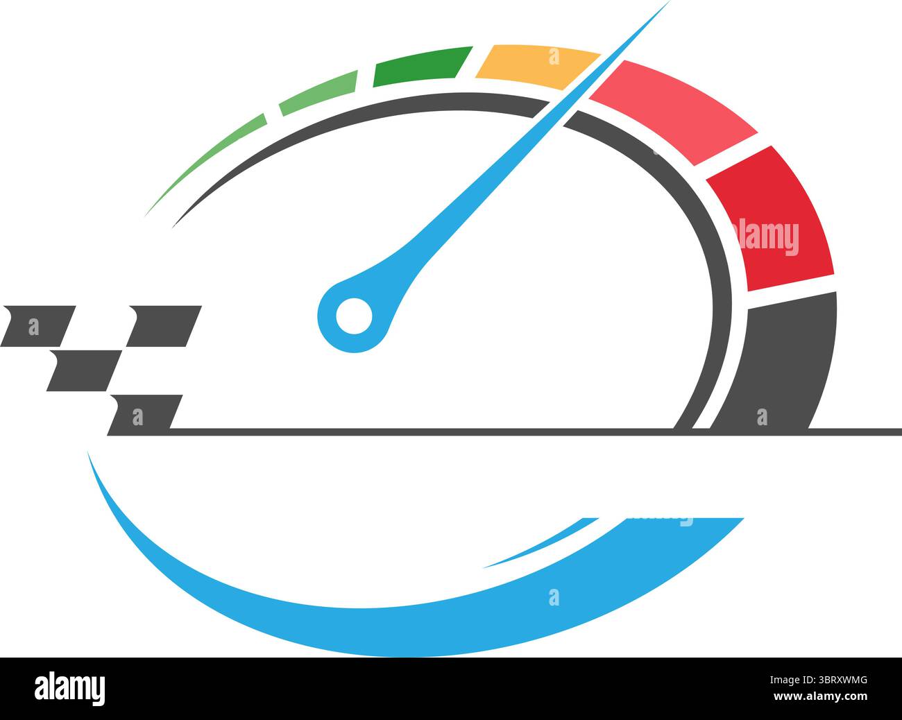Colorful speed gauge indicator showing medium performance level Stock ...
