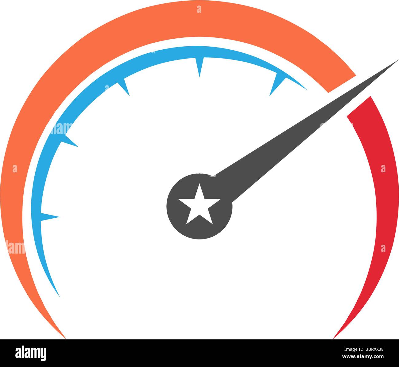 Colorful speed gauge indicator showing medium performance level Stock ...