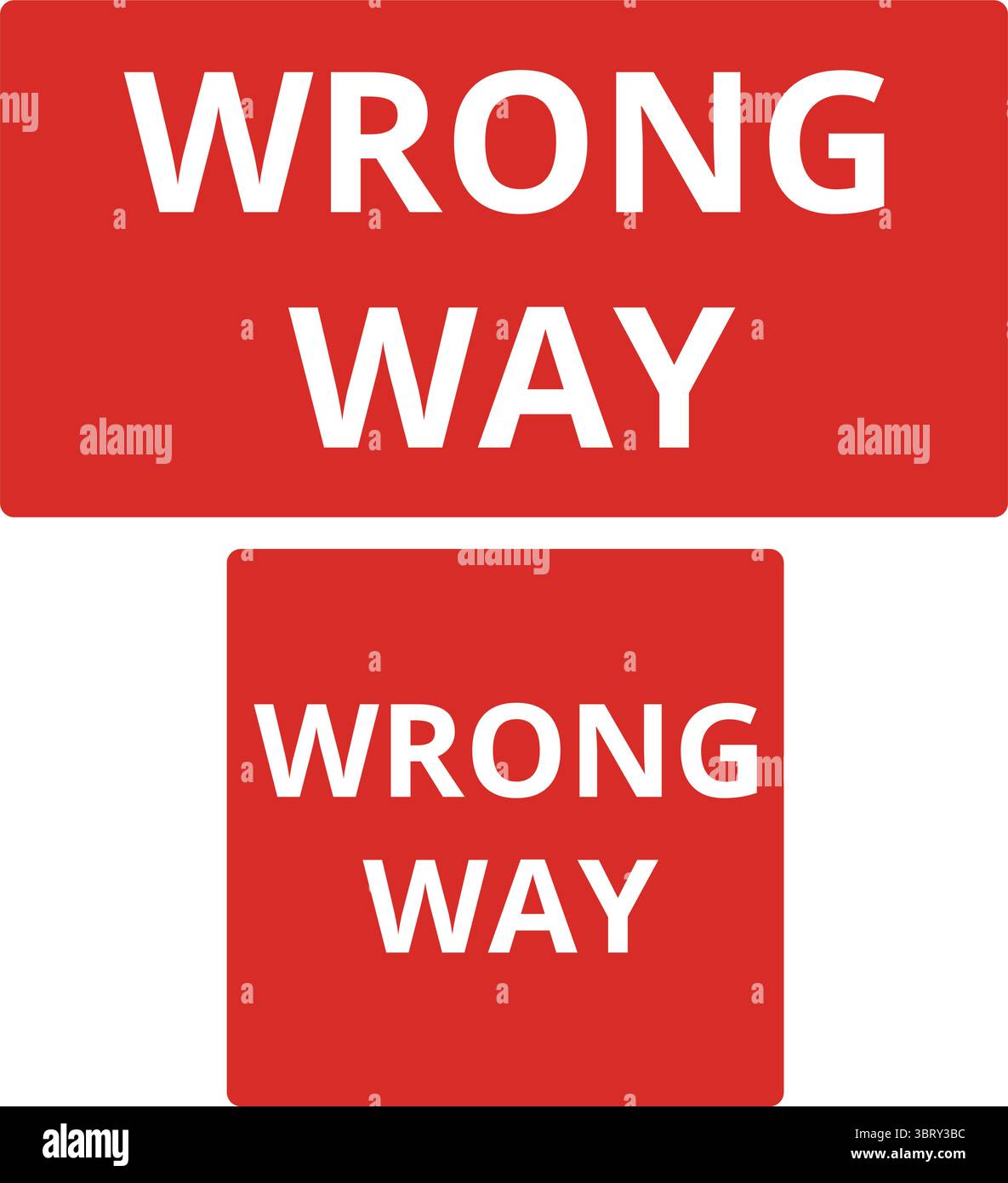 Red wrong way banners on a white background Stock Vector