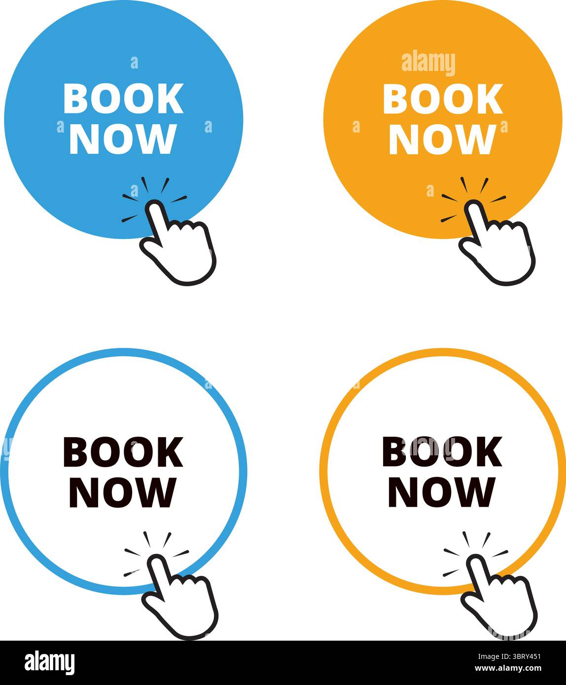 Blue and orange book now round buttons on a white background Stock ...