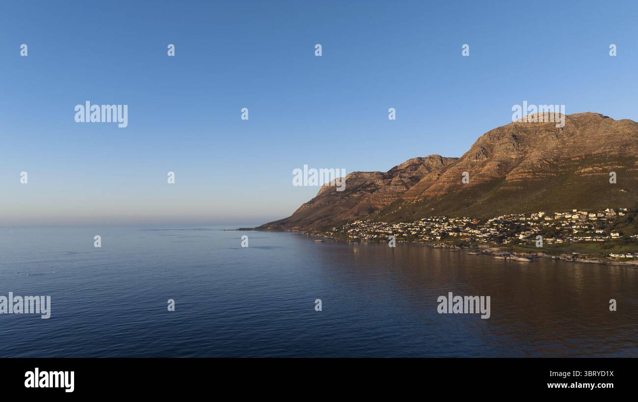 Cape Ranges Mountains Aerial view of the coastline where the deep blue sea meets the rugged ...