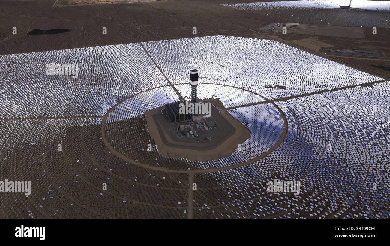 Aerial view of Ivanpah Solar Electric Generating System shimmers with ...