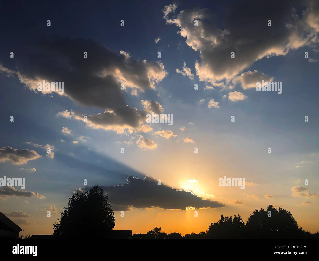 Cloudy Sunset in East Central Texas Stock Photo