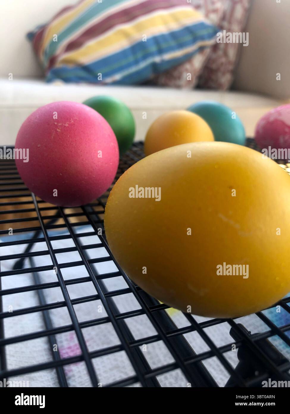 Easter Eggs Drying on a Rack Stock Photo