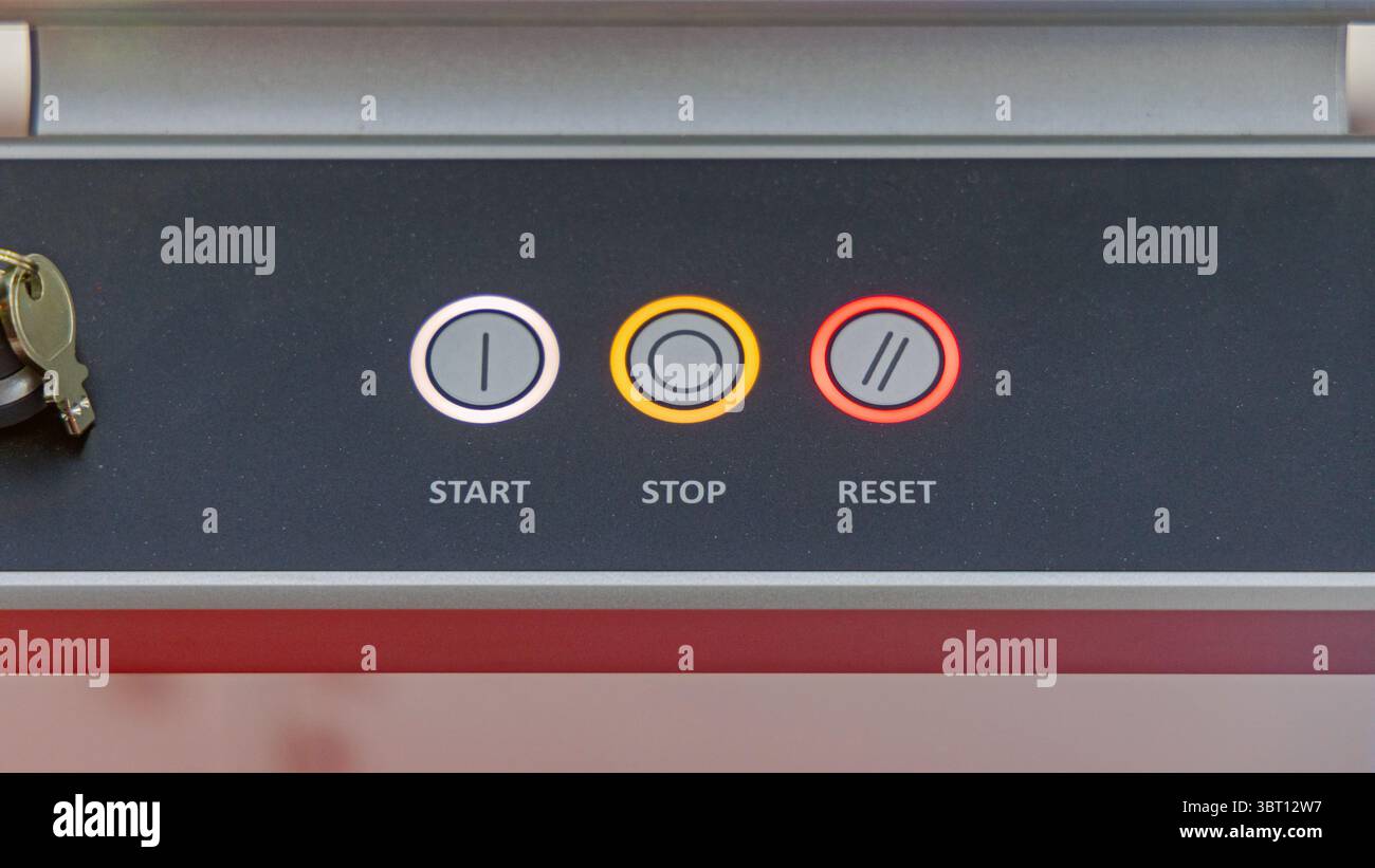 Start Stop Reset Buttons Machine Control Panel Power Stock Photo