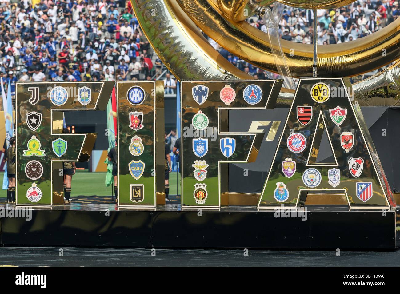 EAST RUTHERFORD, NJ - JULY 13: The FIFA logo with all Club World Cup ...