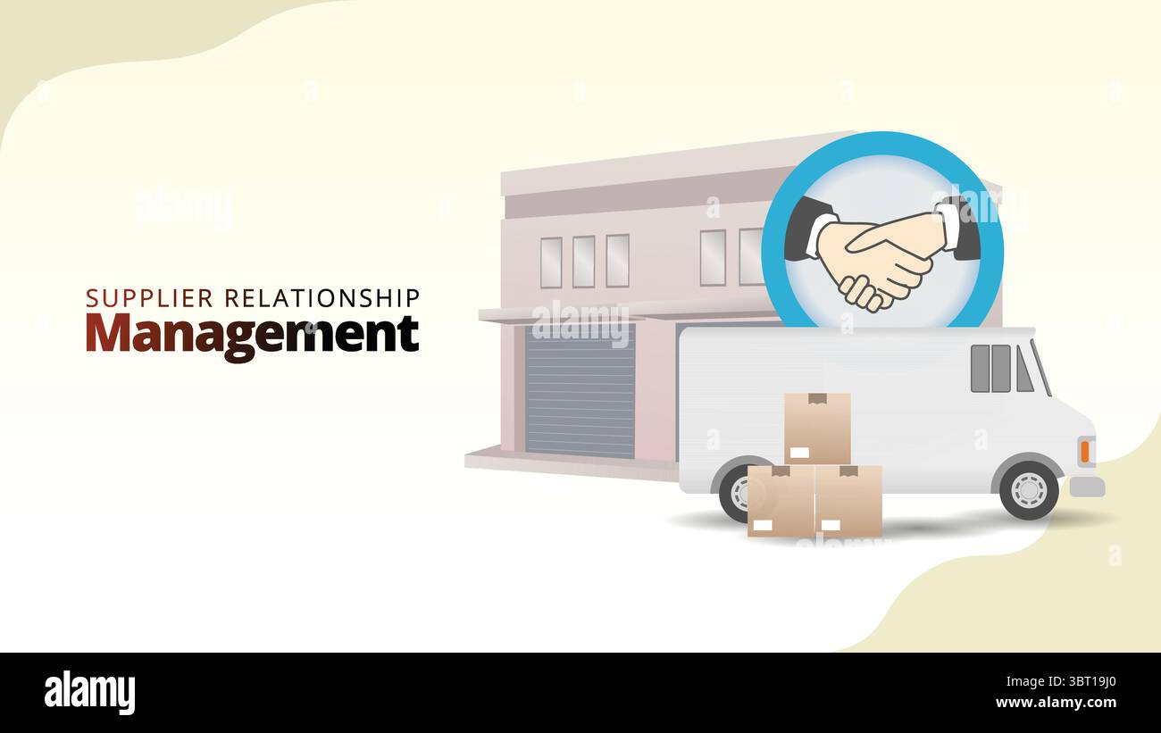 supplier relationship management concept. supply chain managemnt isometric 3d style vector illustration Stock Vector
