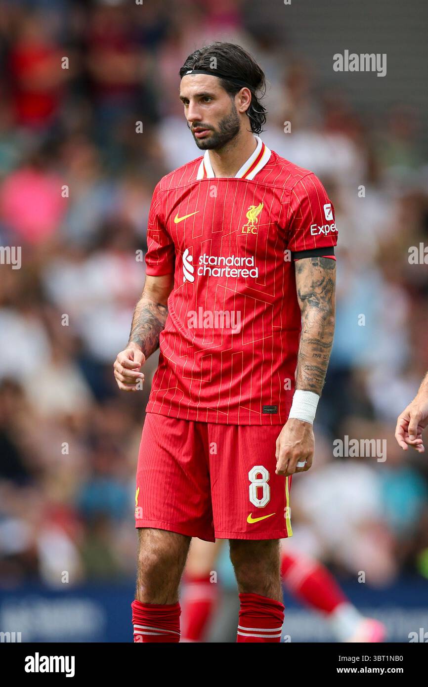 Liverpool midfielder Dominik Szoboszlai (8) during the Preston North