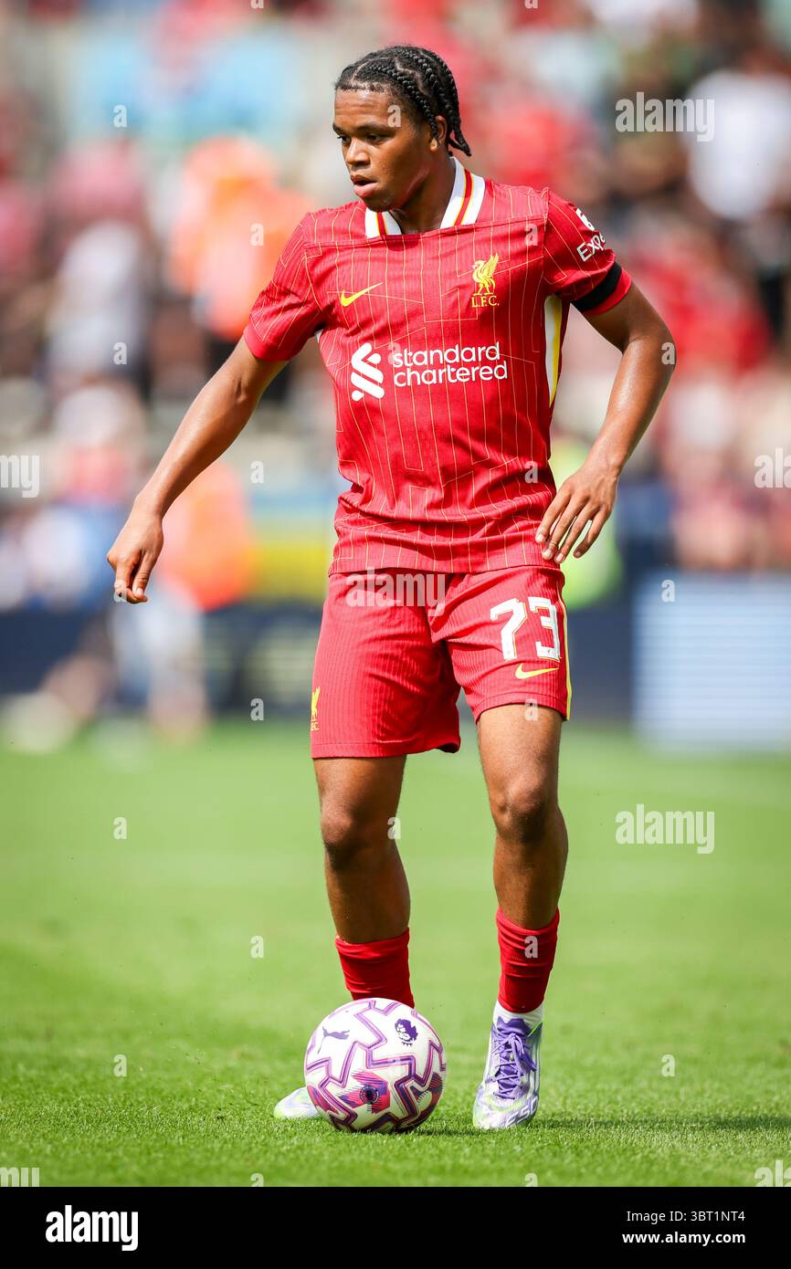 Liverpool forward Rio Ngumoha (73) during the Preston North End FC v