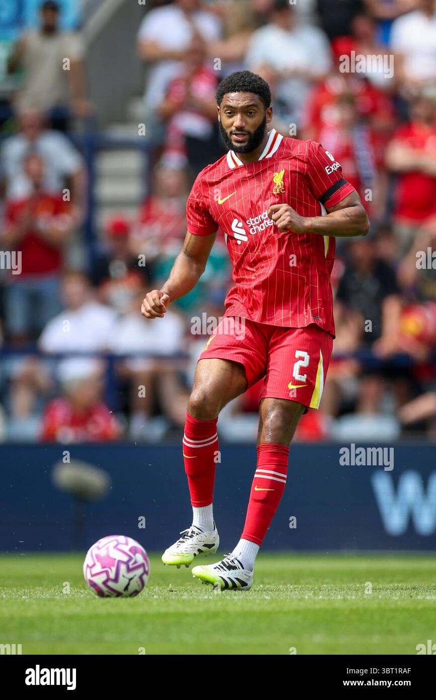 Liverpool defender Joe Gomez (2) during the Preston North End FC v