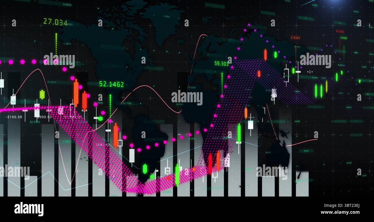 Displaying bar and line graphs visualizing trends at dashboard, with ...