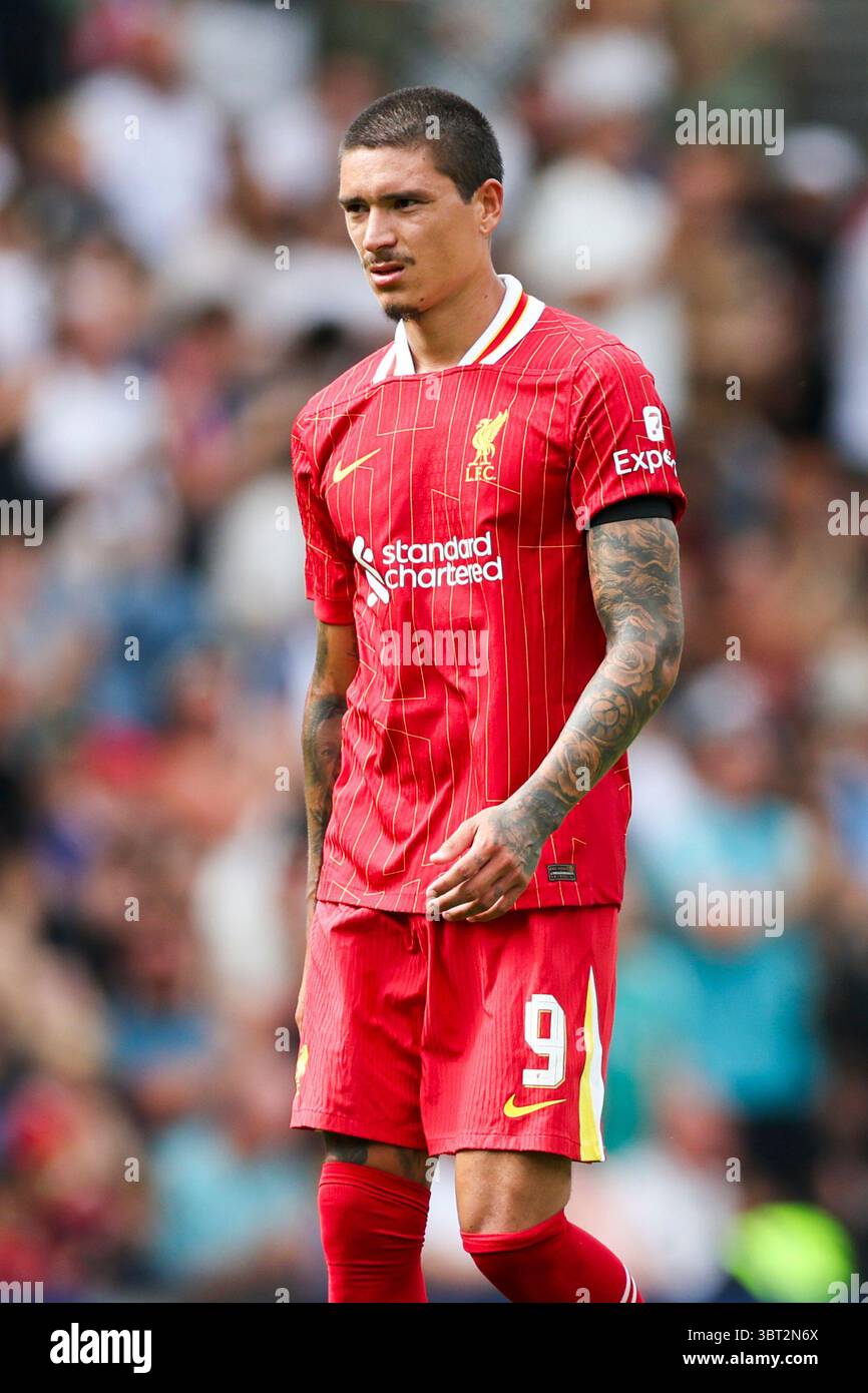 Liverpool forward Darwin Nunez (9) during the Preston North End FC v