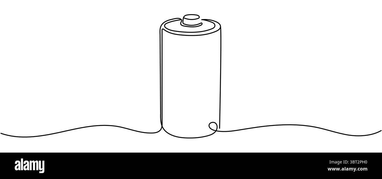 Continuous one line drawing of battery charging vector illustration ...