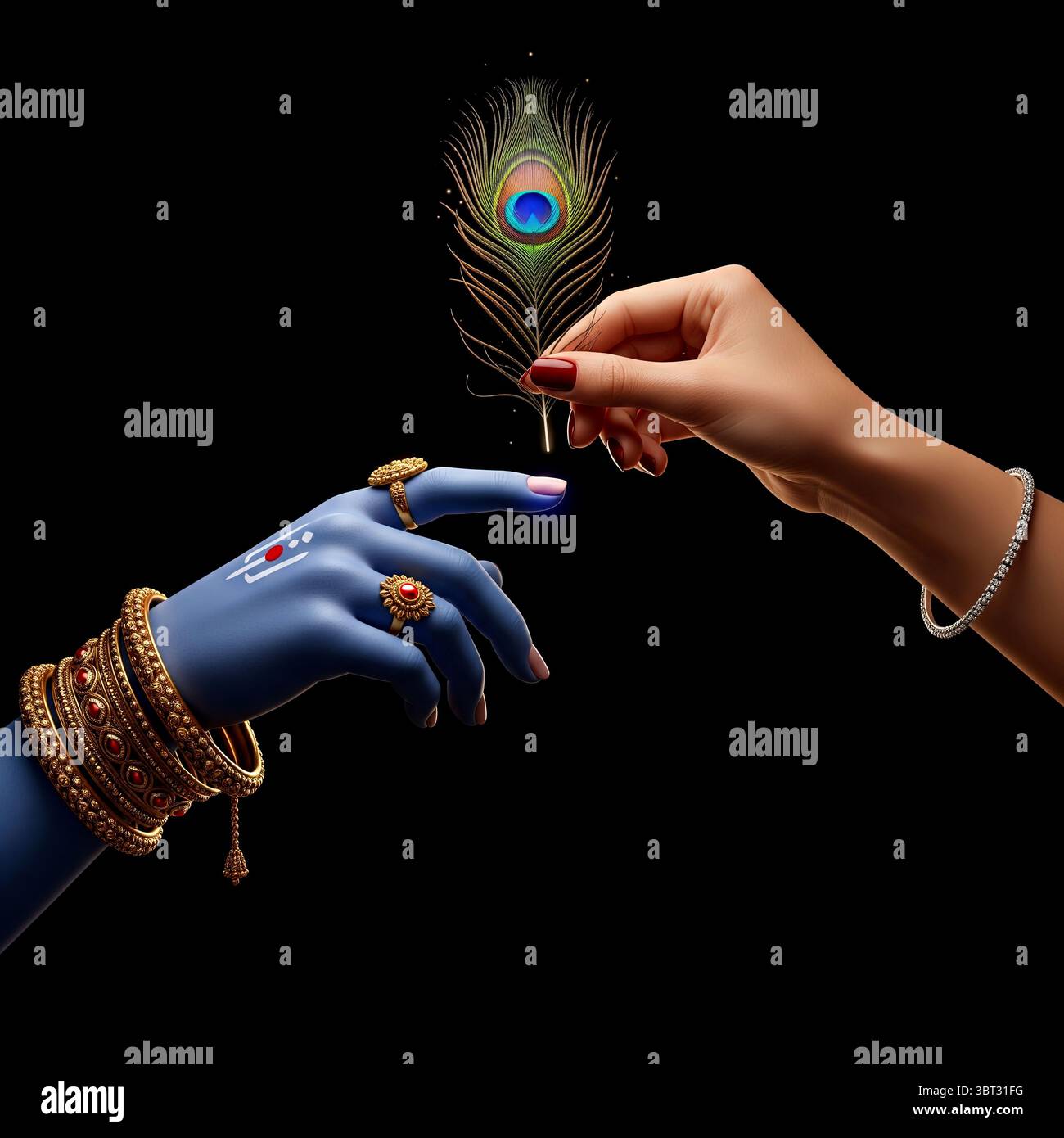 Divine Connection – The Exchange of the Peacock Feather Stock Photo - Alamy