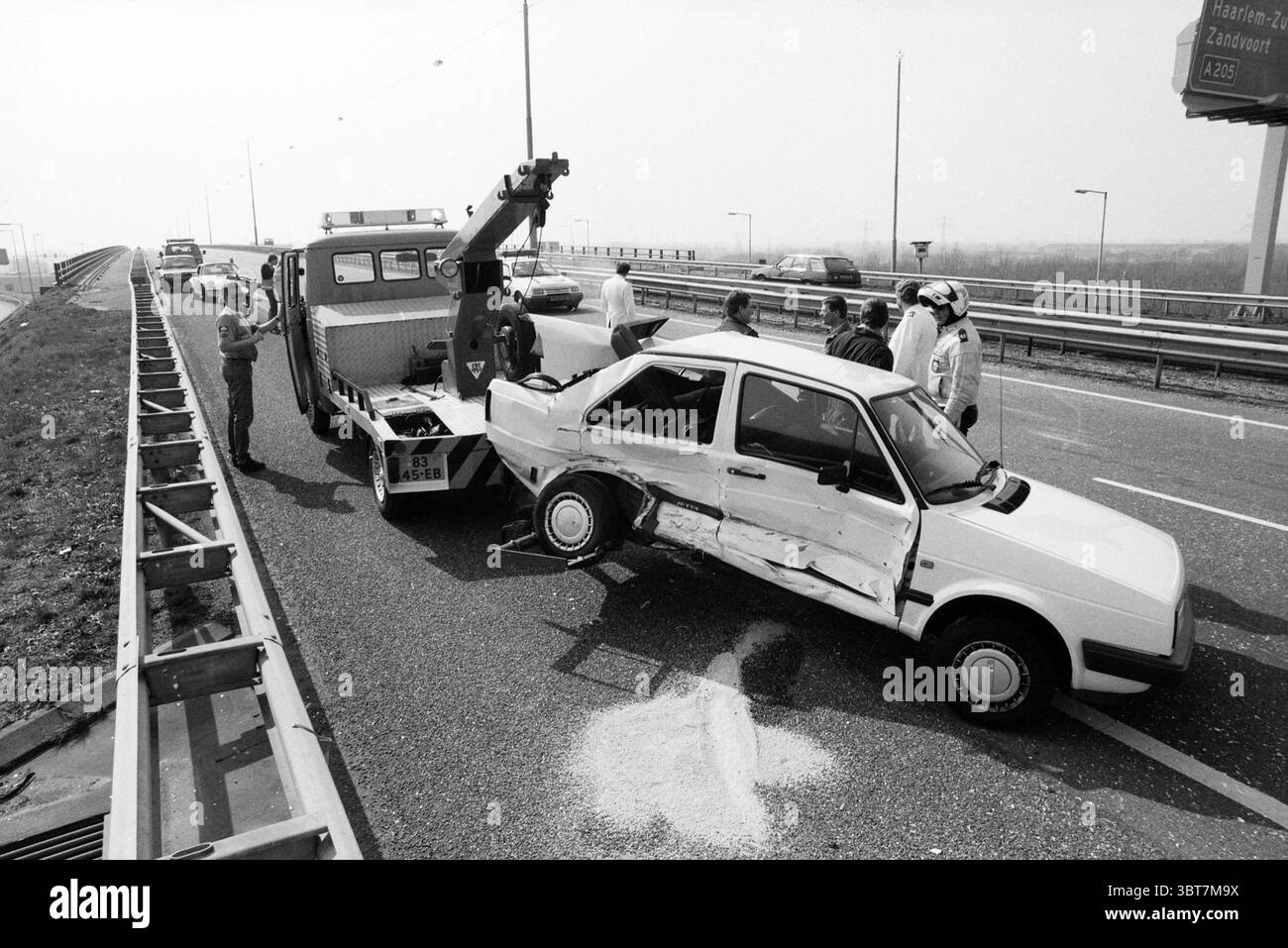 Car accident with traffic jam Black and White Stock Photos & Images - Alamy