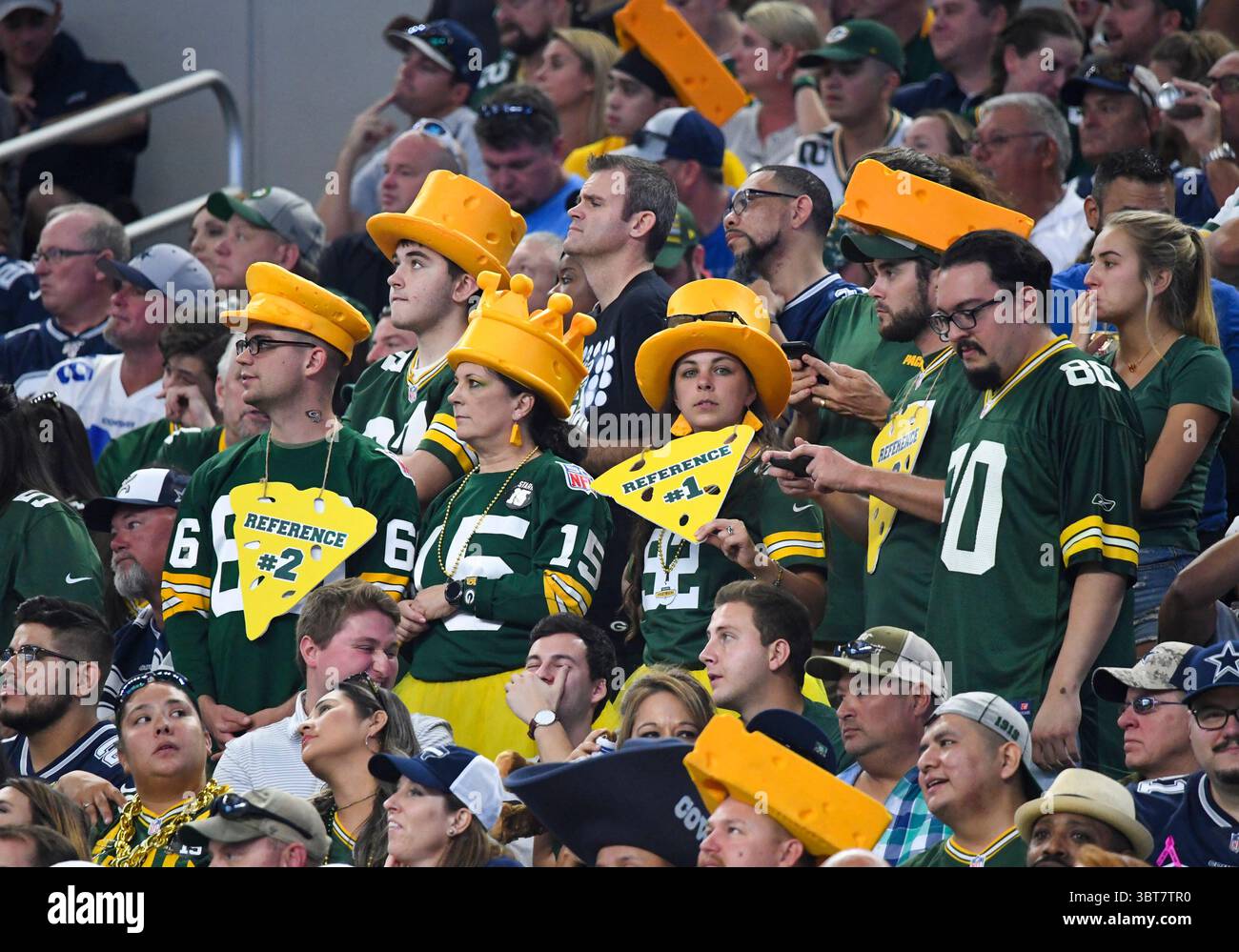 Oct 6, 2019: Green Bay Packers fans dress up during an NFL game between the Green  Bay Packers and the Dallas Cowboys at AT&T Stadium in Arlington, TX Green  Bay defeated Dallas 34-24 Albert Pena/CSM Stock Photo - Alamy