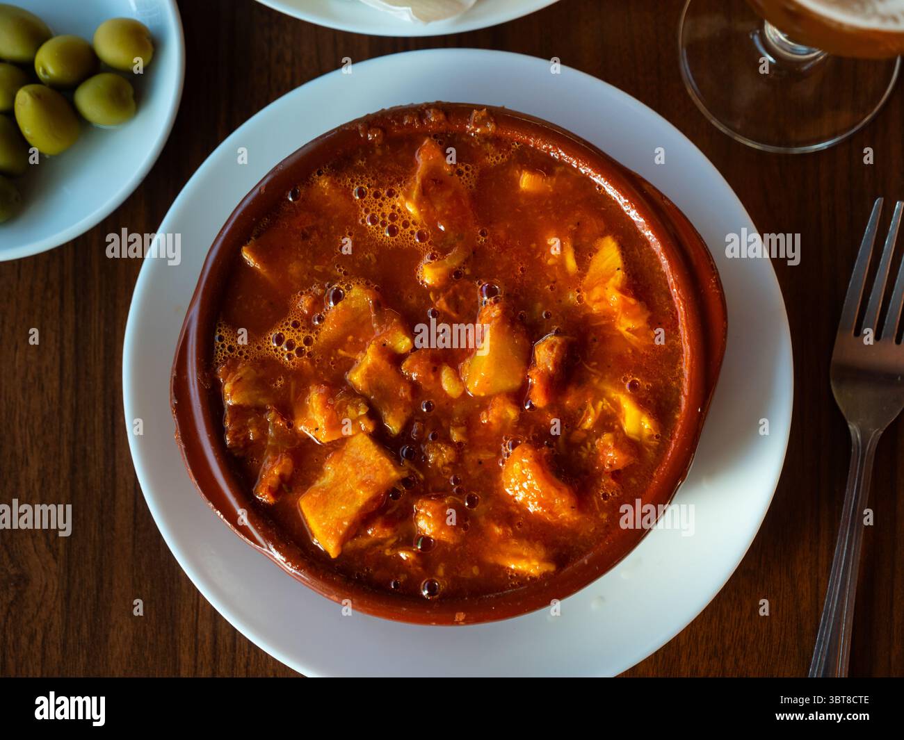 Cod Tripe Stew Portion of stewed tripe is cooked in plate - stomach of cattle Stock ...