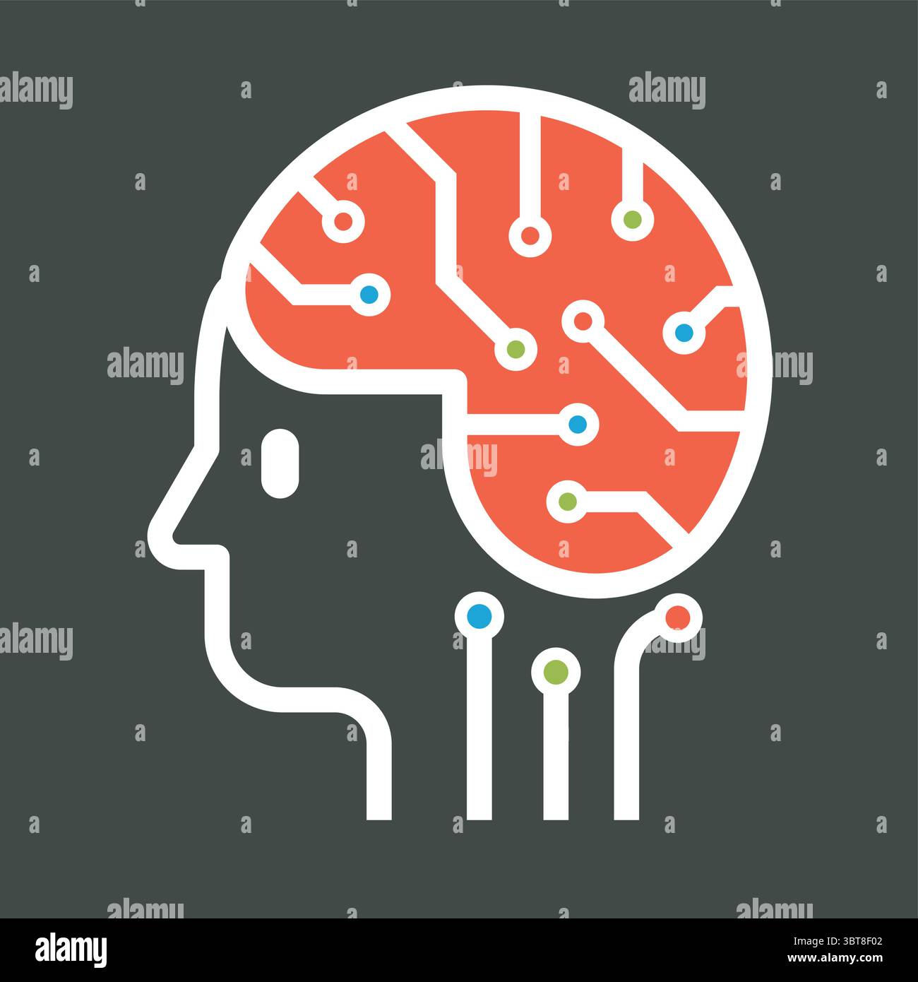 Artificial intelligence brain concept flat style Stock Vector Image ...