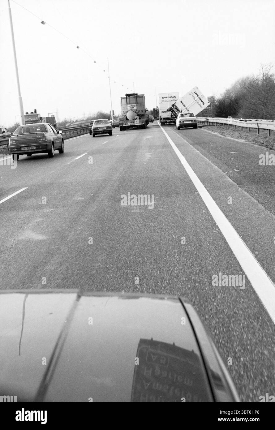 Truck trailer A9 blown over storm and storm damage, Whizgle News, Dutch ...