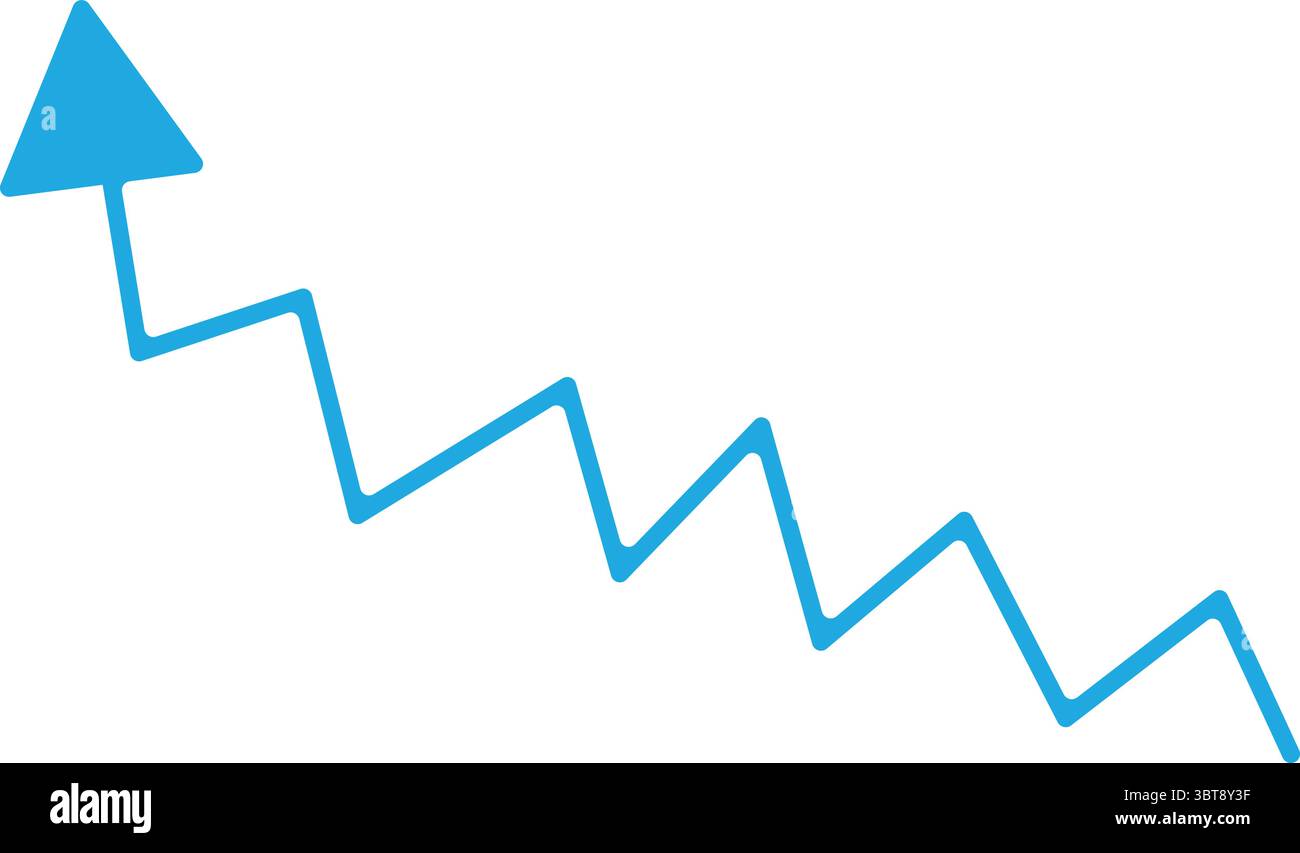 Blue zigzag up arrow symbolizing technology growth and digital business ...