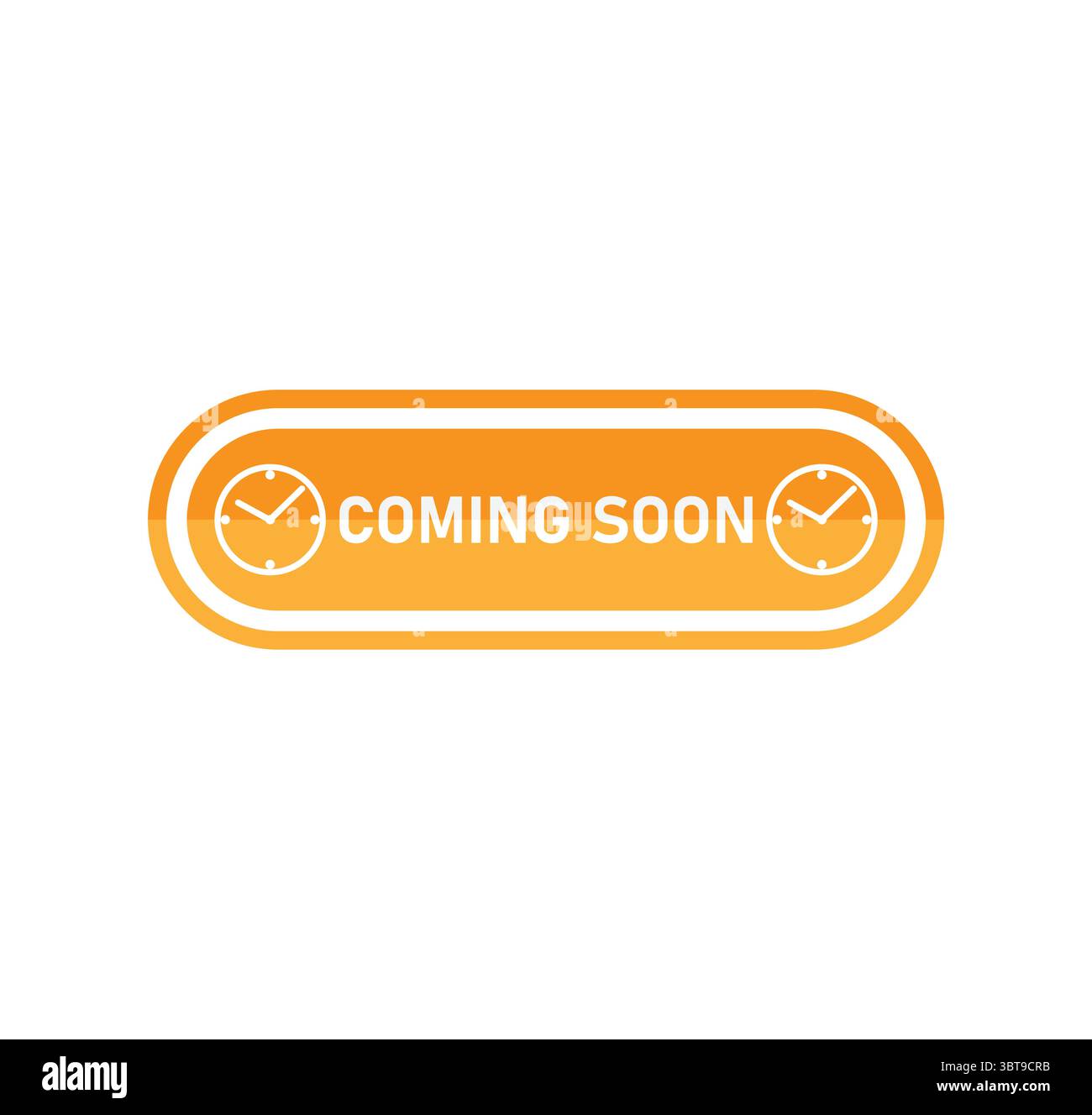 Orange Coming Soon Icon with Clocks – Rounded Label for Upcoming Event ...