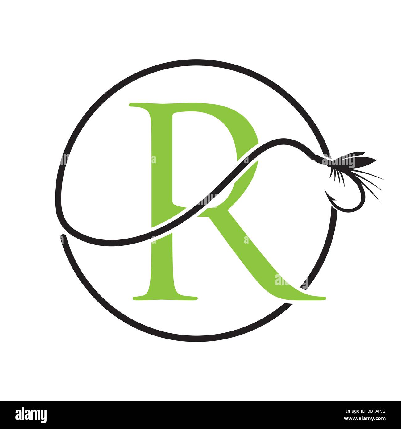 Initial Letter R Fishing Logo Design Concept With Fishing Hook Symbol ...