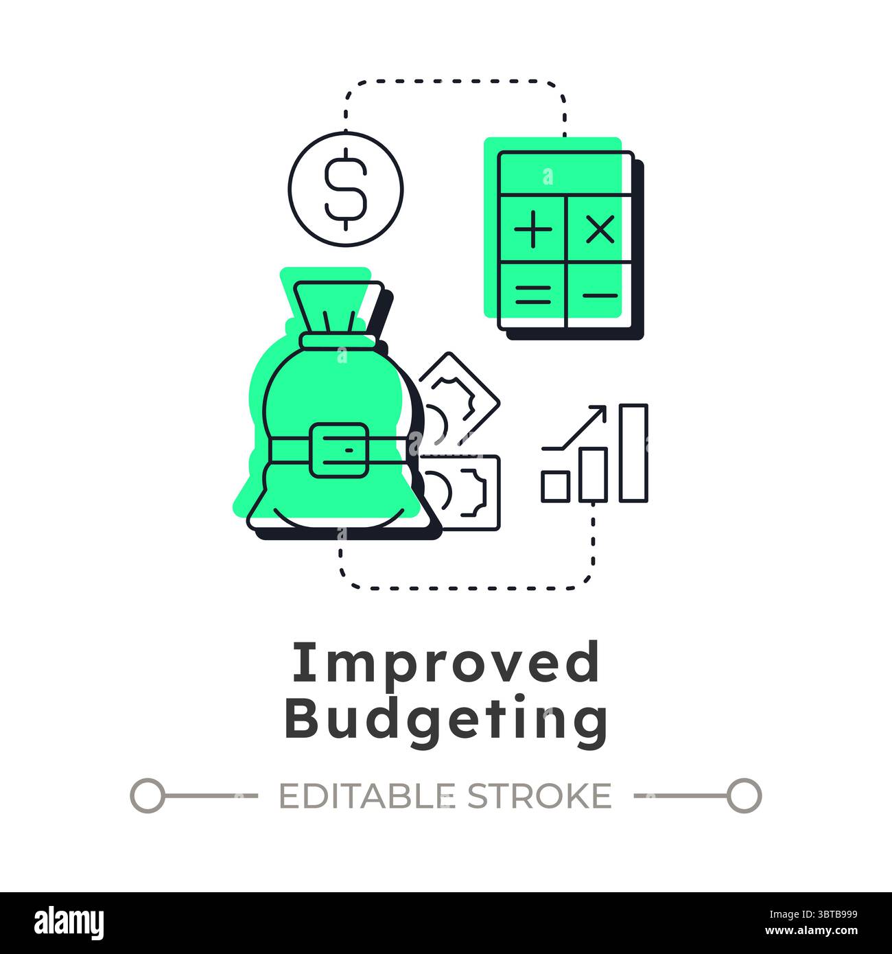 Improved budgeting modern linear concept icon Stock Vector