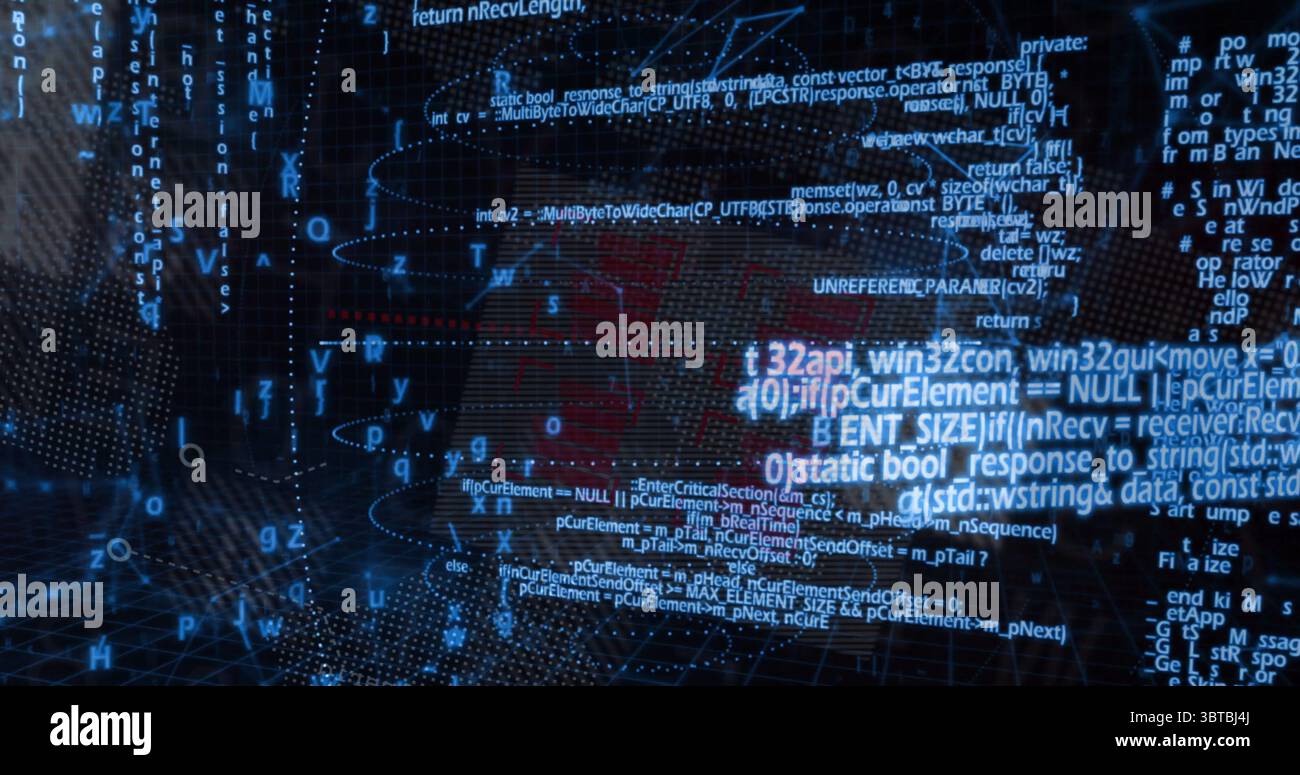 Floating code overlay wireframe mesh hi-res stock photography and ...