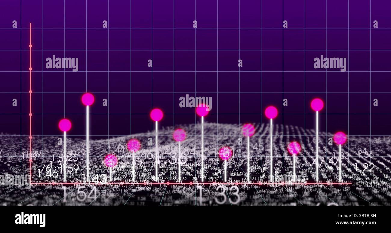 Visualizing 3D bars rising from numeric grid on purple gradient, with ...