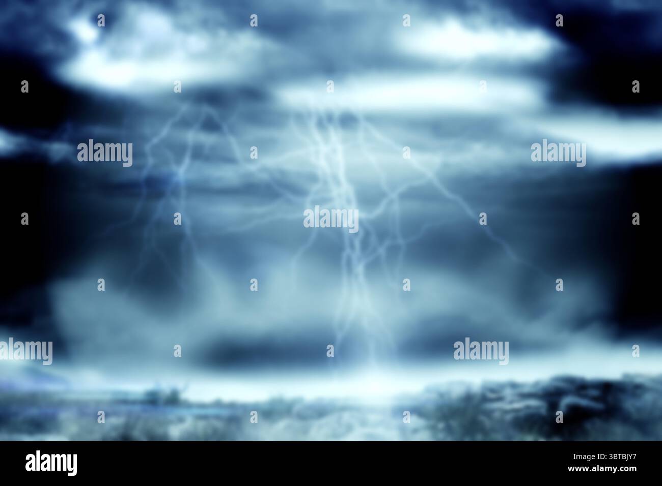 Low angle view of overcast sky with lightning Stock Photo