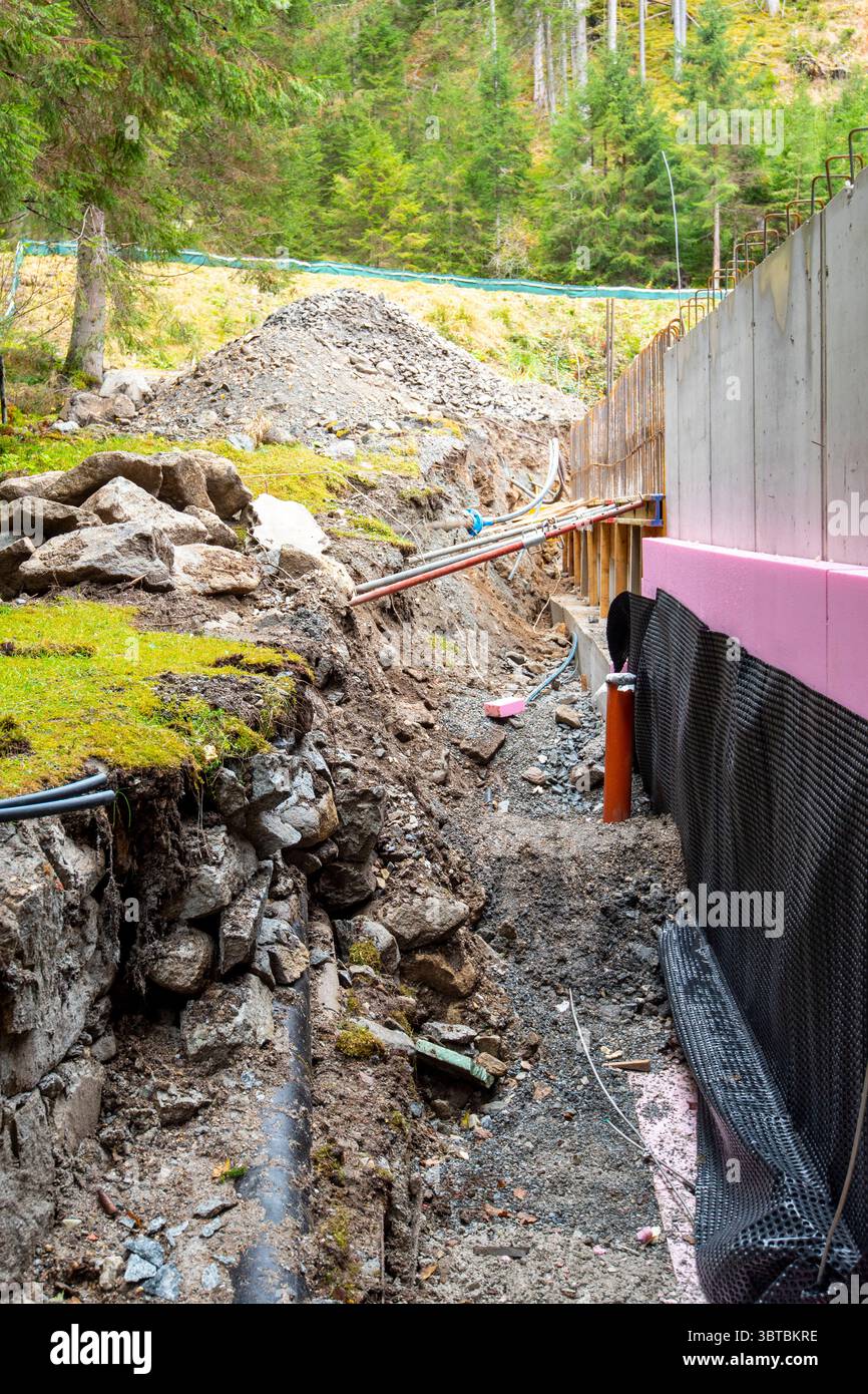 Foundation Trench for House Construction Stock Photo