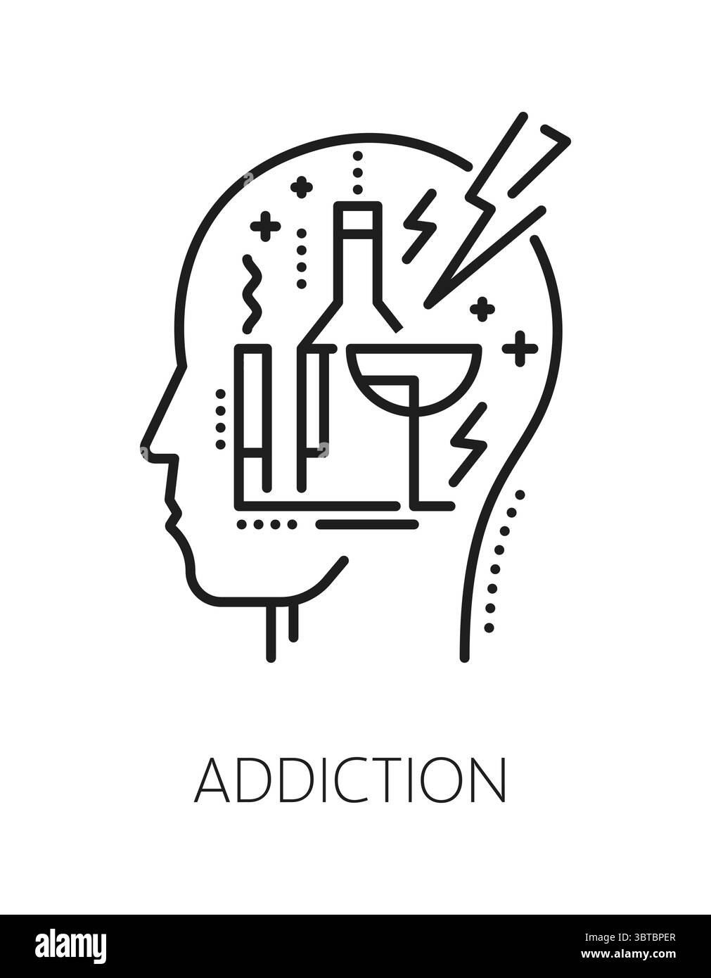 Addiction mental health, psychology line icon or sign. Psychotherapy ...