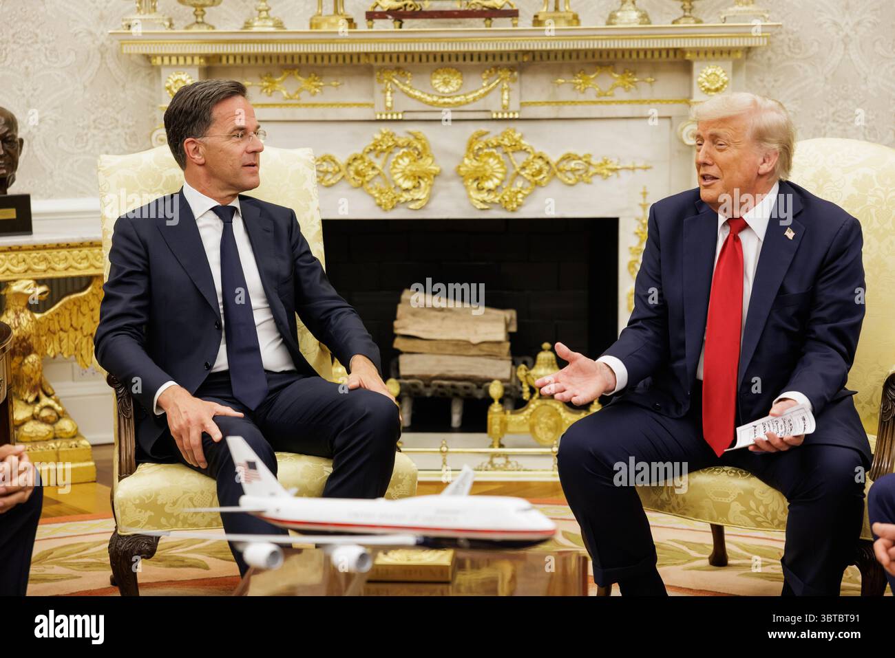 NATO Secretary General Mark Rutte meets with the President of the United States, Mr. Donald J. Trump Stock Photo