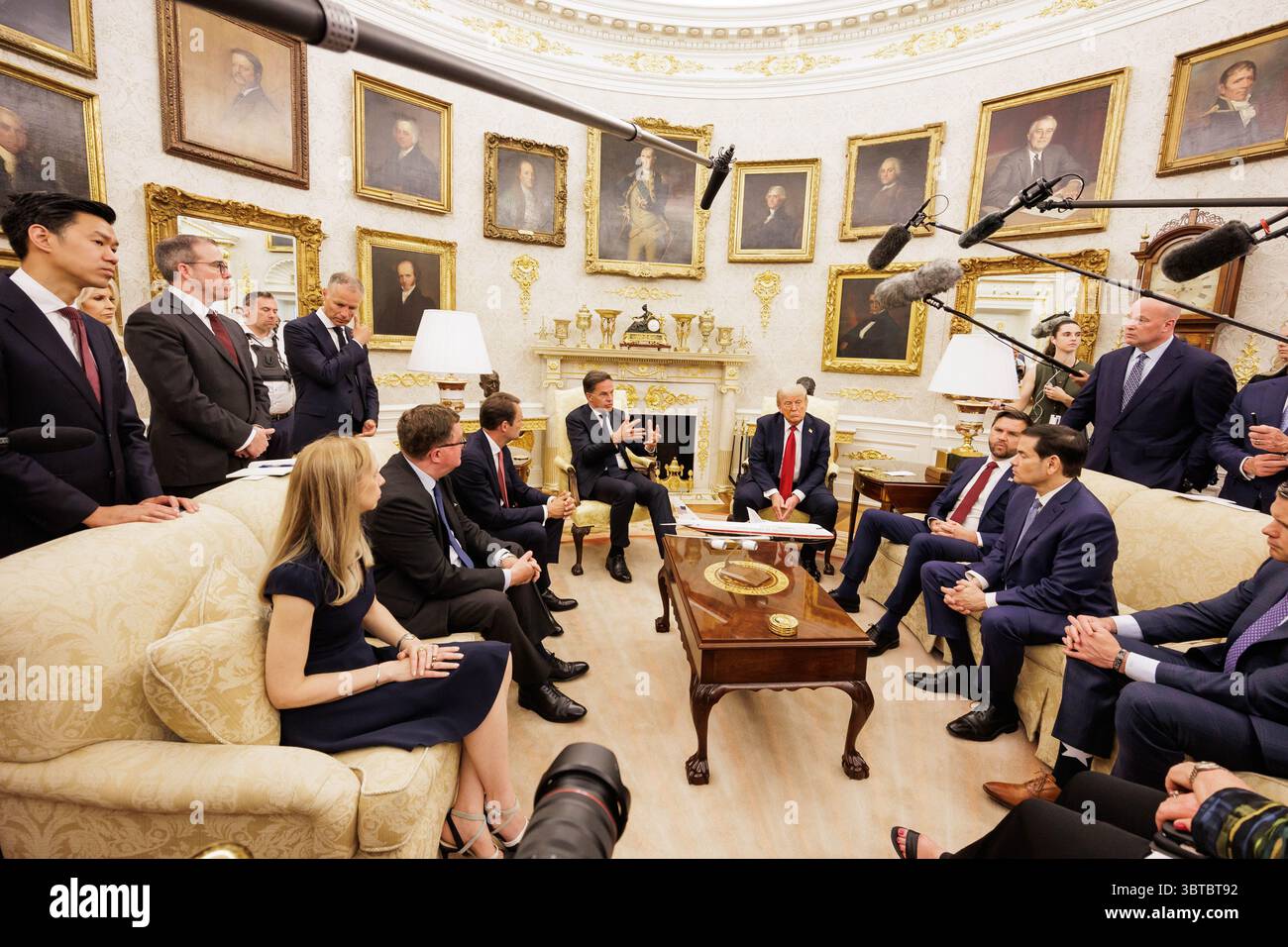 NATO Secretary General Mark Rutte meets with the President of the United States, Mr. Donald J. Trump Stock Photo