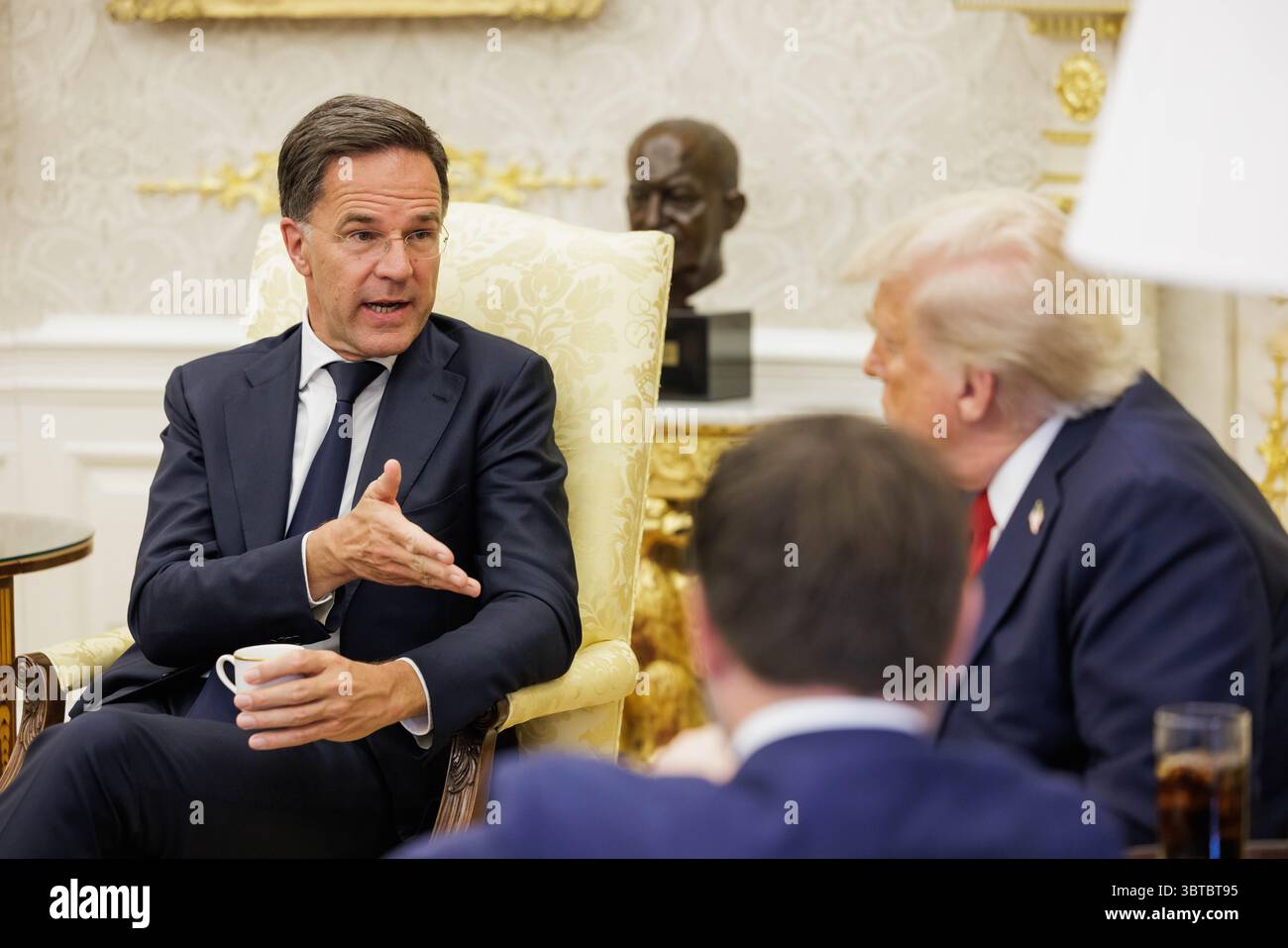 NATO Secretary General Mark Rutte meets with the President of the United States, Mr. Donald J. Trump Stock Photo