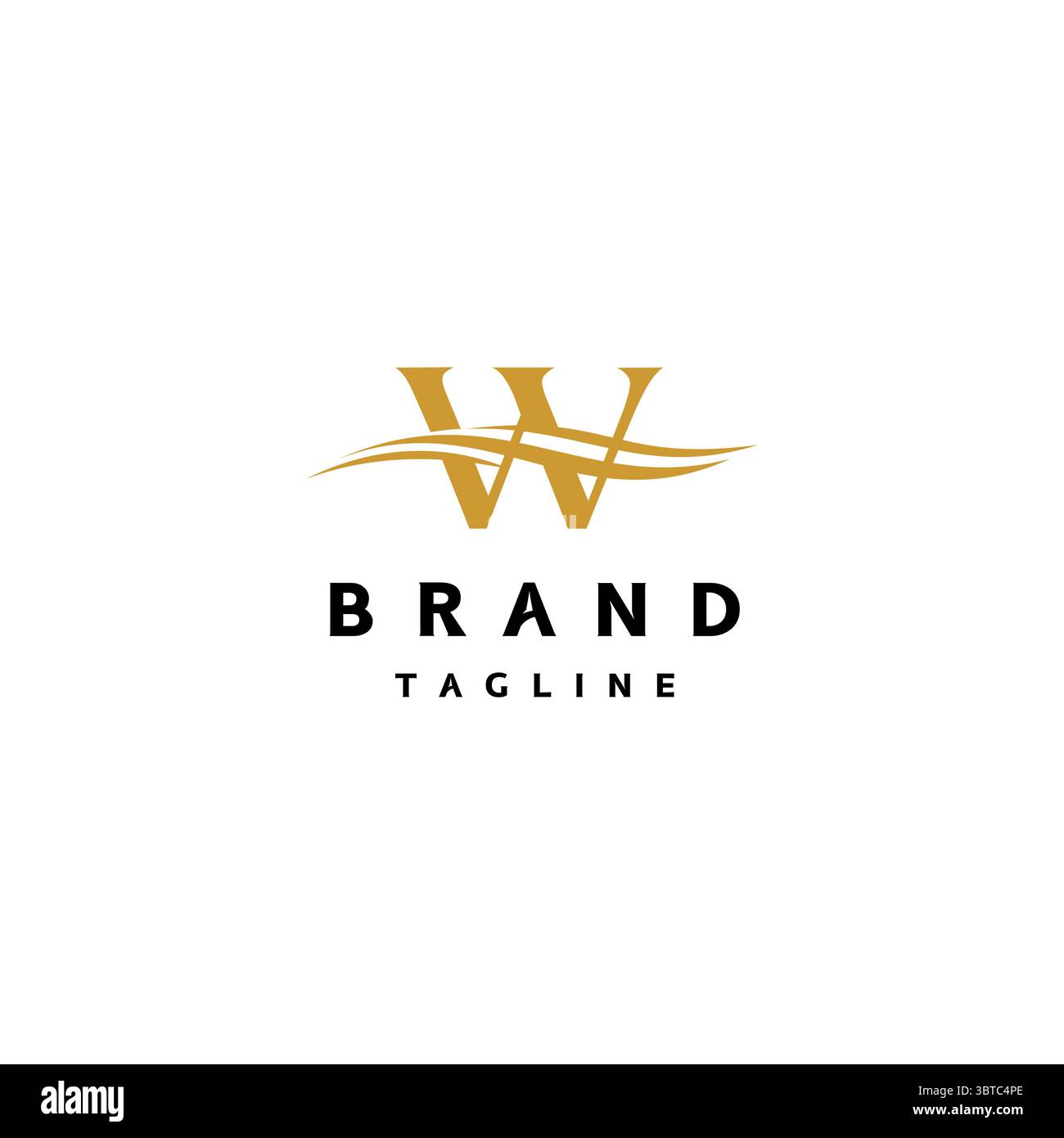 Elegant Initial Letter W Wave Logo Design. Classy Letter W With Water Wave In The Middle Logo Design. Stock Vector