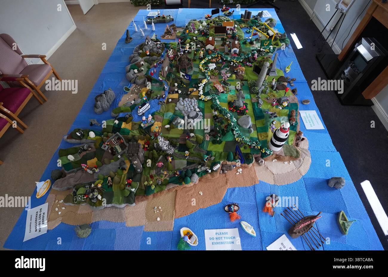 General view of the knitted map of Ireland in Carnew Community Care ...