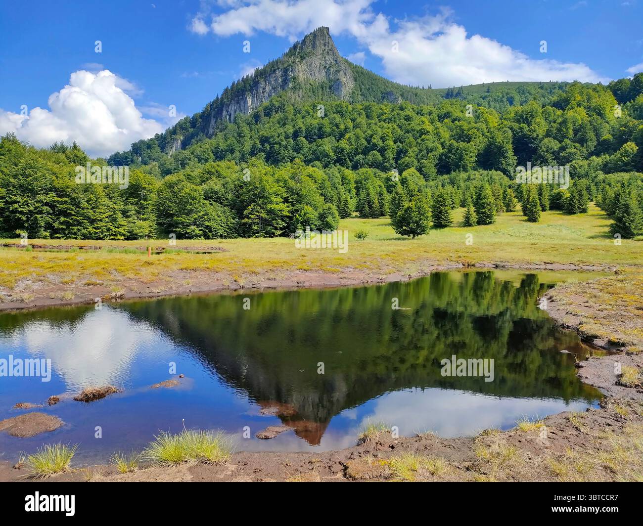 Rooster's Crest, a remnant of a volcanic cone in Carpathian Mountains - Smartphone Captured Stock Image
