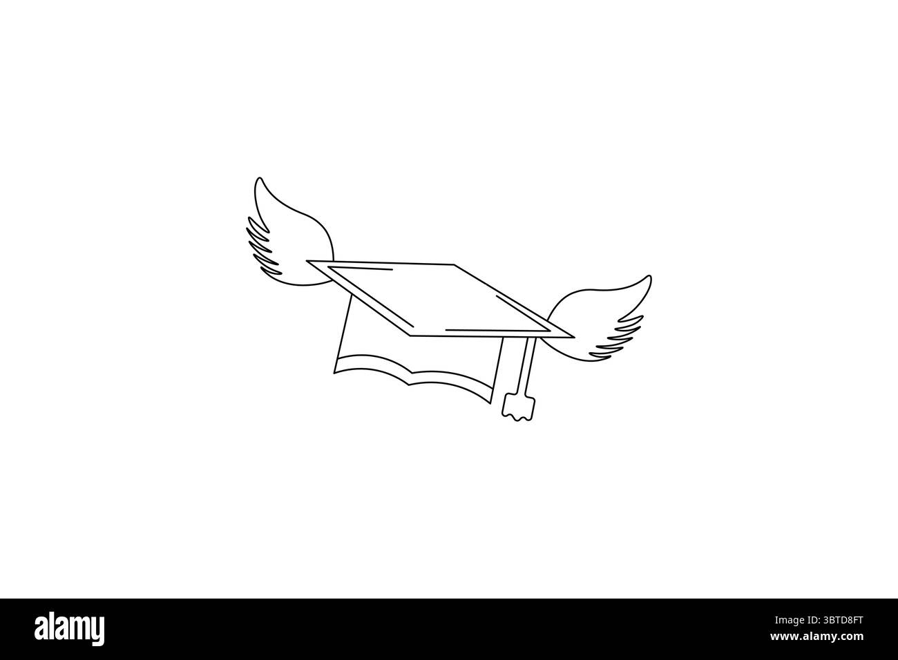 Graduation cap continuous one line drawing minimalist vector ...