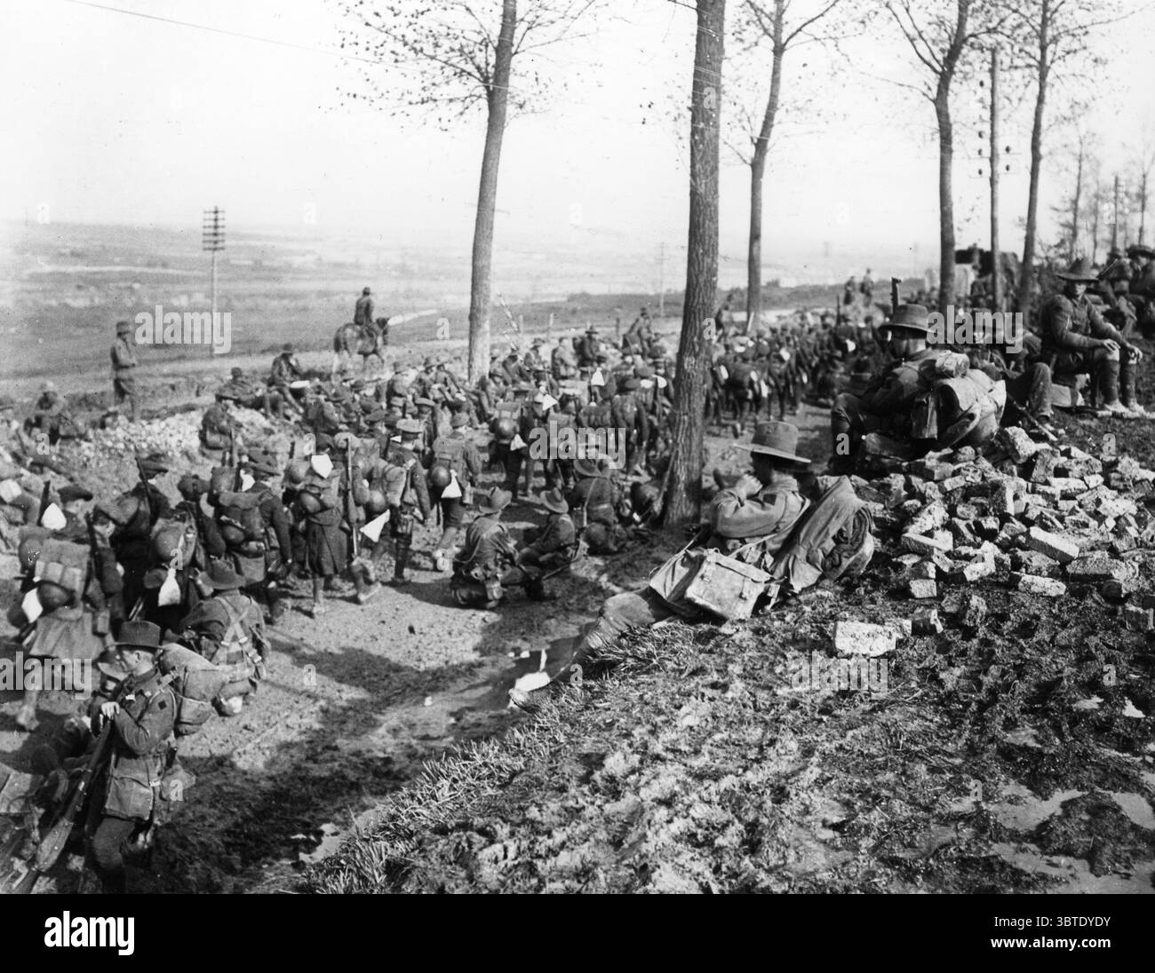 British Troops Marching To The Trenches Australian Troops Resting By british-troops-marching-to-the-trenches-australian-troops-resting-by