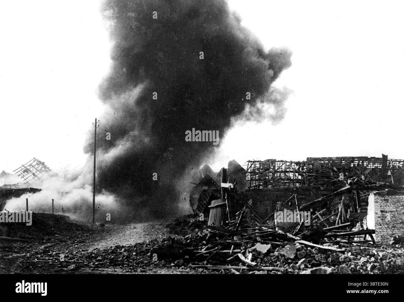 8inch Shell Battle of Arras . British 8 inch shell bursting in Oppy . 1917 Stock ...