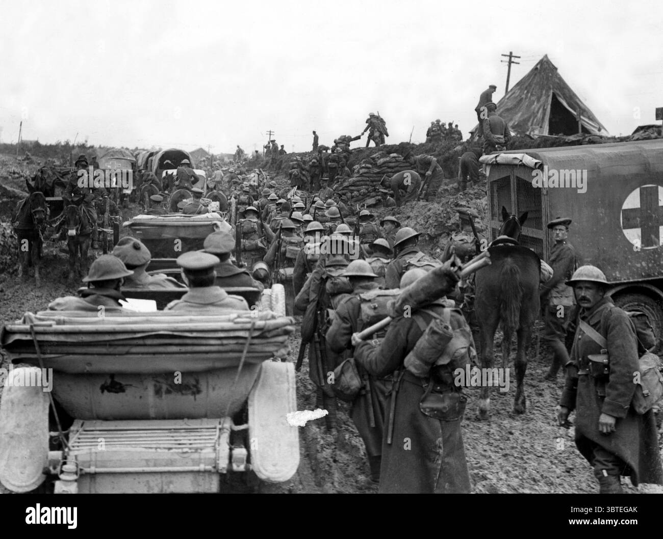 Battle Of The Somme A Crowded Road At Fricourt Staff Cars Mule battle-of-the-somme-a-crowded-road-at-fricourt-staff-cars-mule