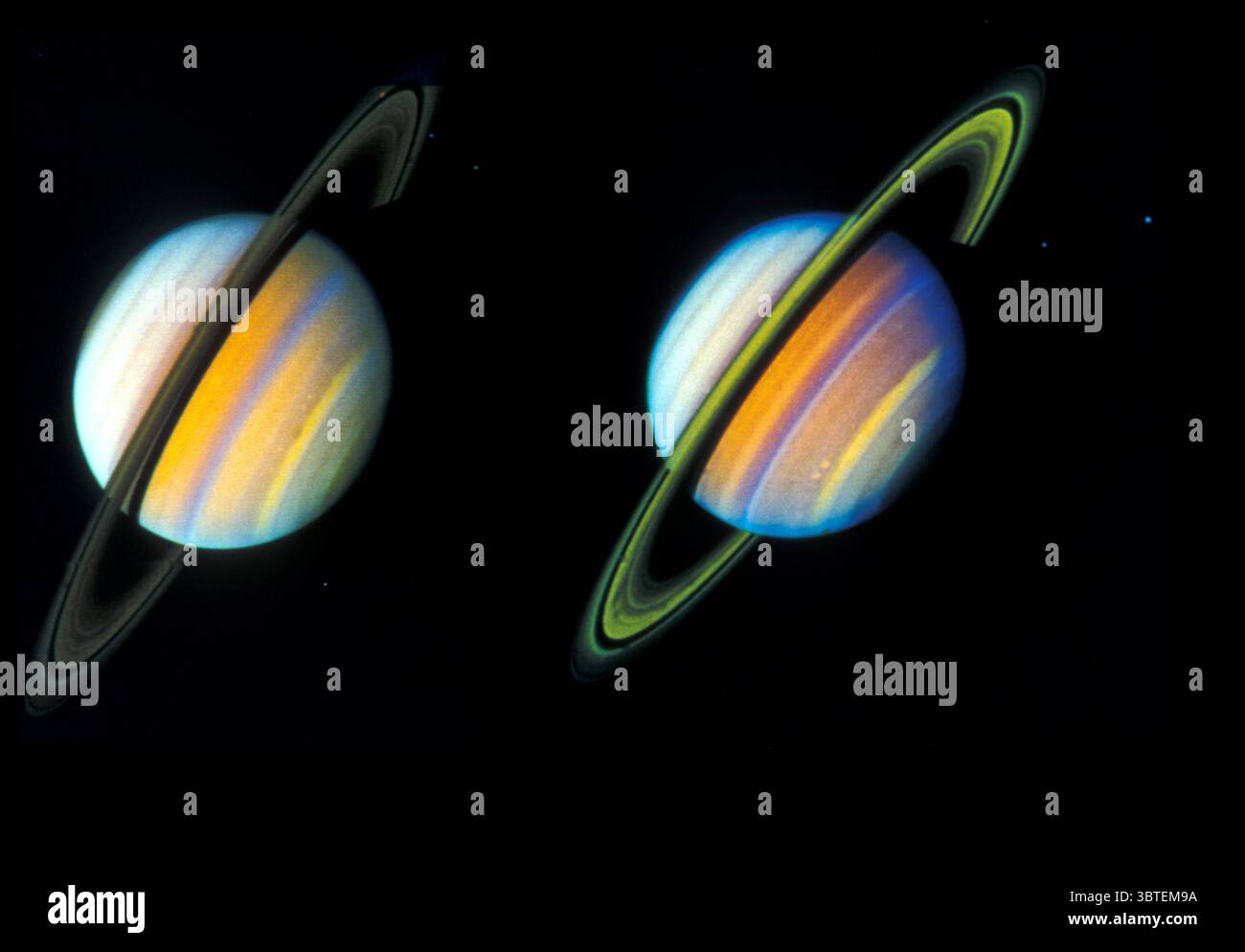 Voyager 2 Saturn Encounter Saturn comparison between Voyager 1 ( left ...