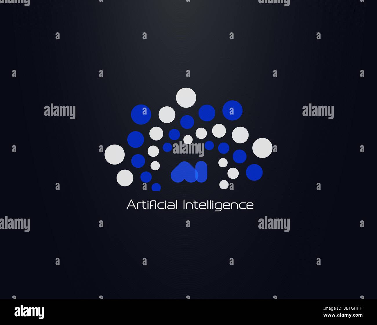 Artificial Intelligence Logo With Blue And White Neural Network Dots ...